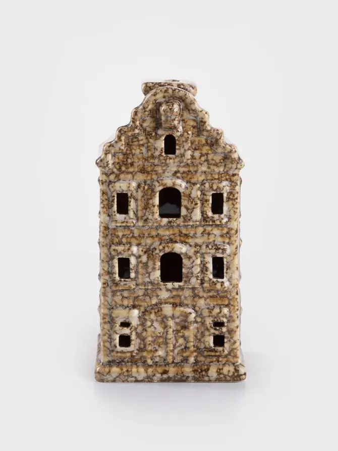 Domek LED CRISPO ceramiczny brązowy 7x7x14 cm
