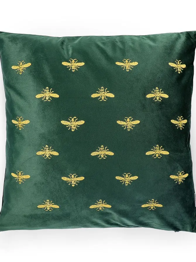 Poszewka BEE z haftem zielona 45x45 cm