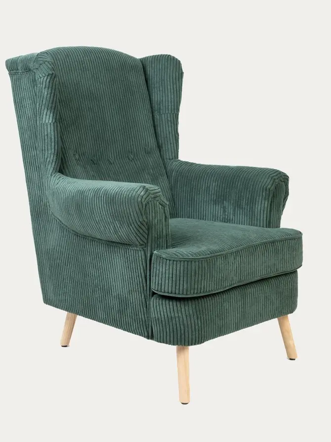 Fotel FOSSBY FASO sztruksowy zielony 86x85x108 cm