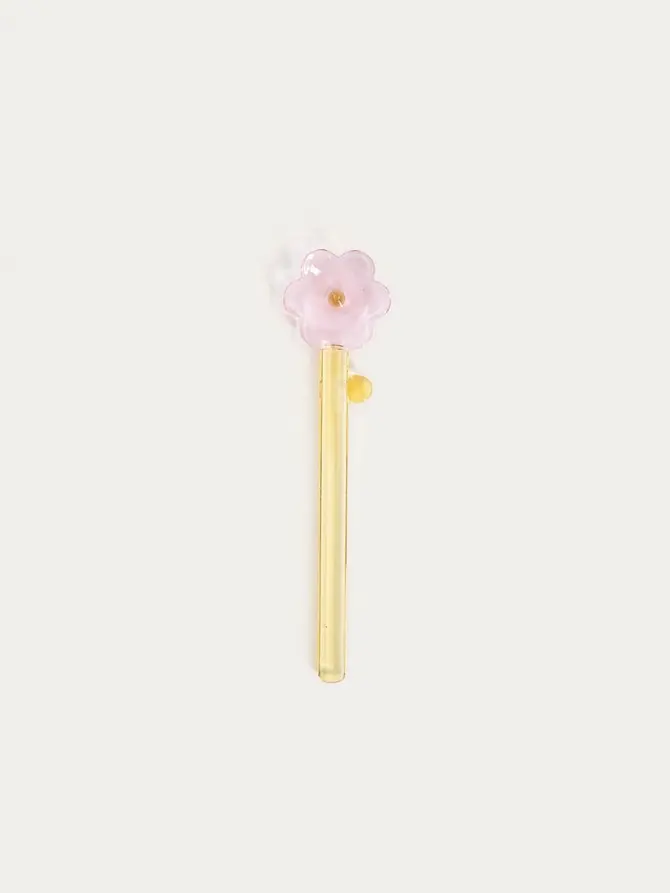 Łyżeczka BLOOMDALE z różowym kwiatkiem i żółtą łodygą 15 cm