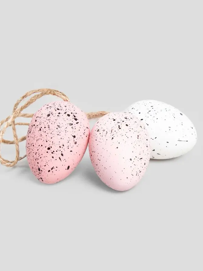 Zawieszka MARVA jajka biało-różowe 4cm