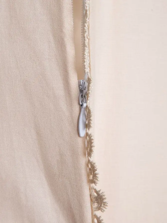 Pościel NERINIA bawełniana beżowa z koronką 160x200 + 2*70x80 cm