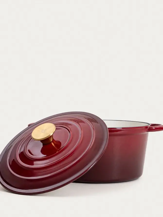 Garnek żeliwny ANDREAS bordowy tradycyjny ombre 24 cm 4 l