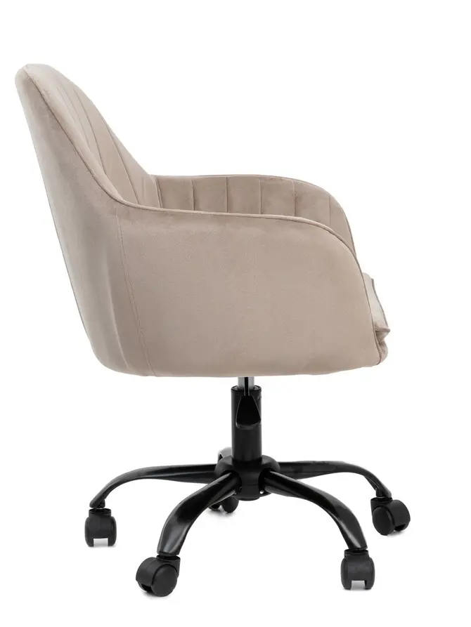 Fotel TEILL welurowy obrotowy beżowy 56x58x81-91 cm