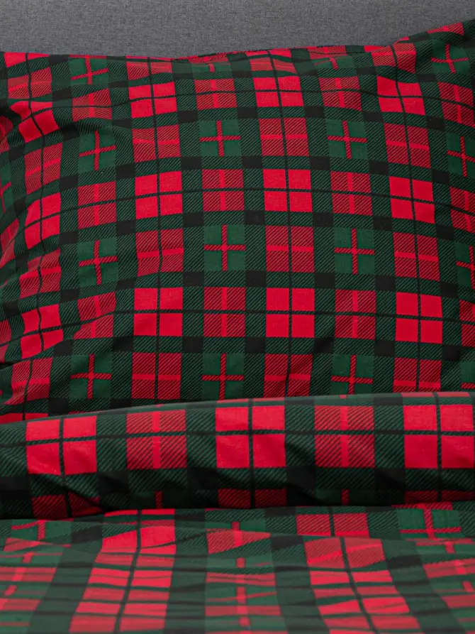 Pościel EC TARTAN bawełniana w kratę 220x200 + 2*70x80 cm