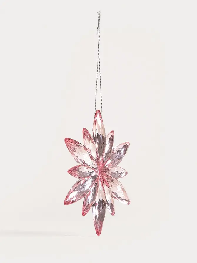 Zawieszka ASTRE śnieżynka różowa 11,2 cm