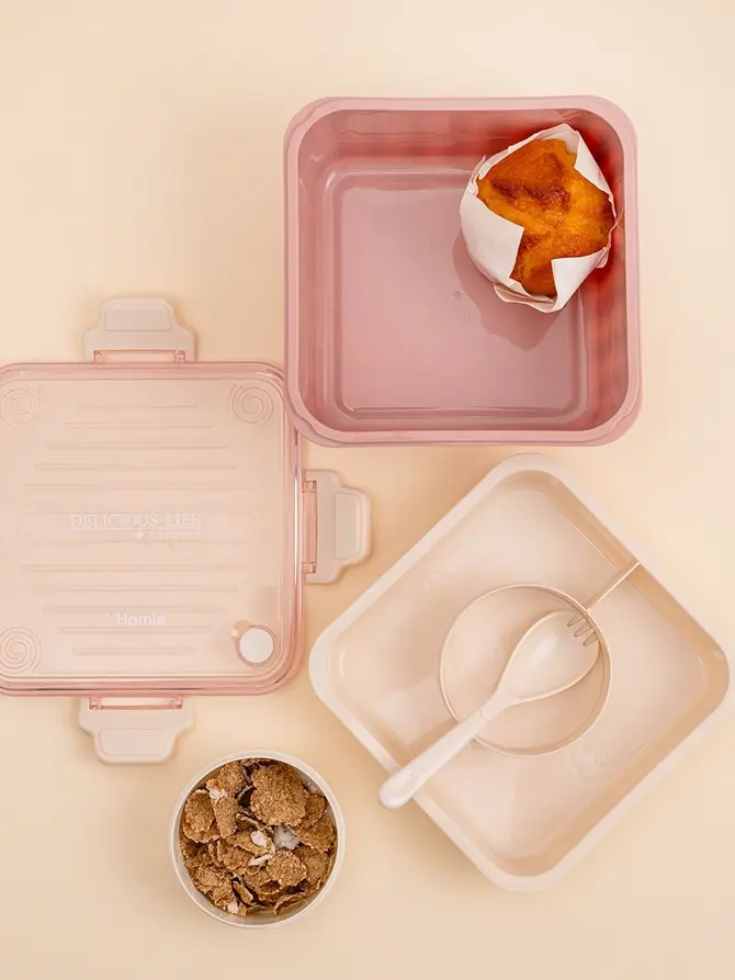 Lunchbox POPPIE z łyżeczką różowy 2,15 l