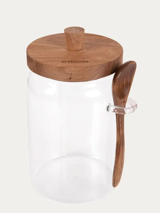Pojemnik CARLOS szklany z akacjową łyżeczką 0,9 l