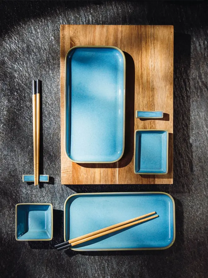 Zestaw do sushi OKINAWA dla 2 osób turkusowy 8 el