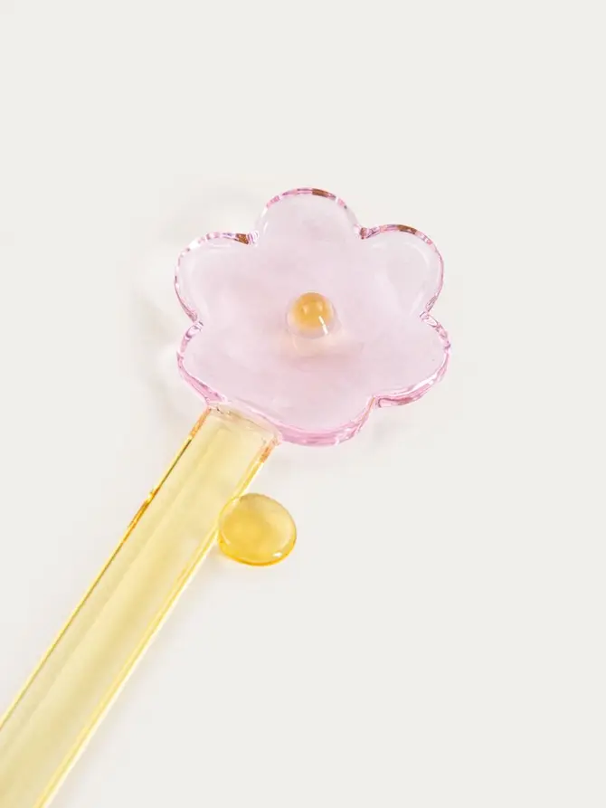 Łyżeczka BLOOMDALE z różowym kwiatkiem i żółtą łodygą 15 cm