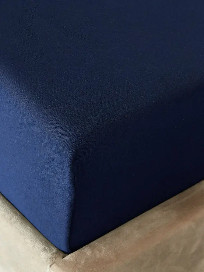 Prześcieradło CLAIRE jersey granatowe 90x200 cm