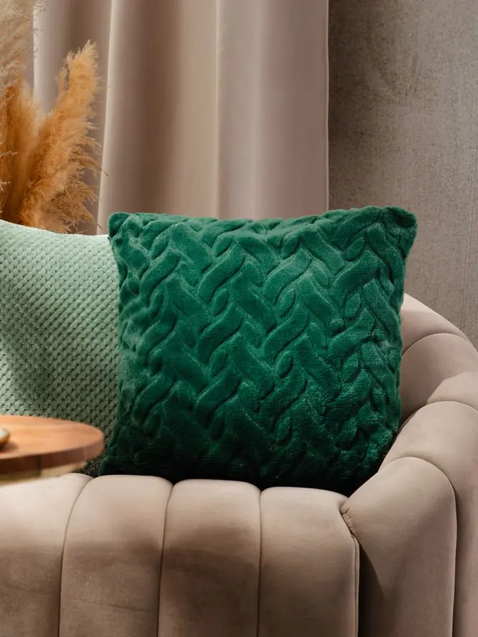 Poszewka SISLY z wytłoczeniem zielona 45x45 cm
