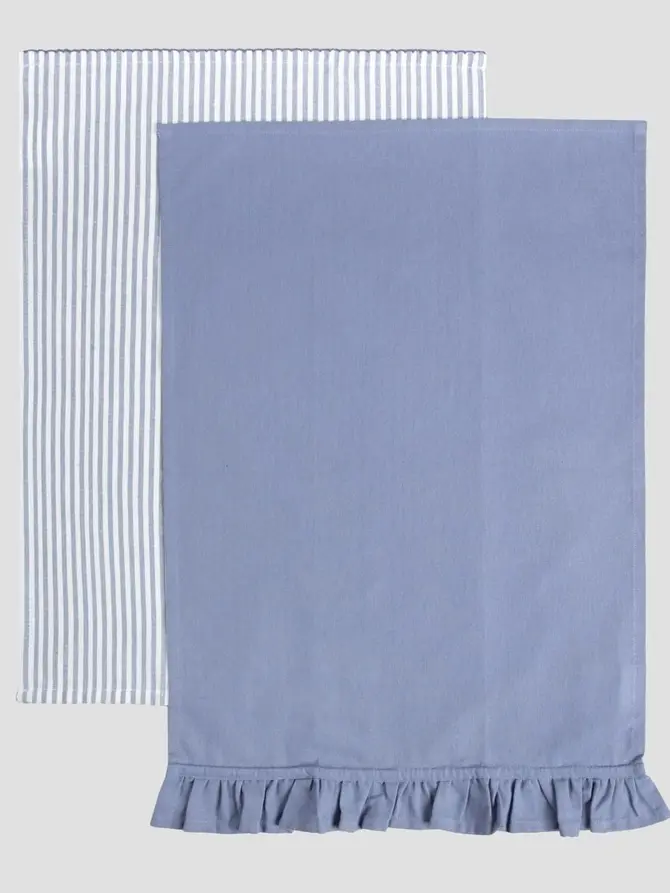 Zestaw ścierek kuchennych ANDIE z falbanką + w paski 2*45x65 cm