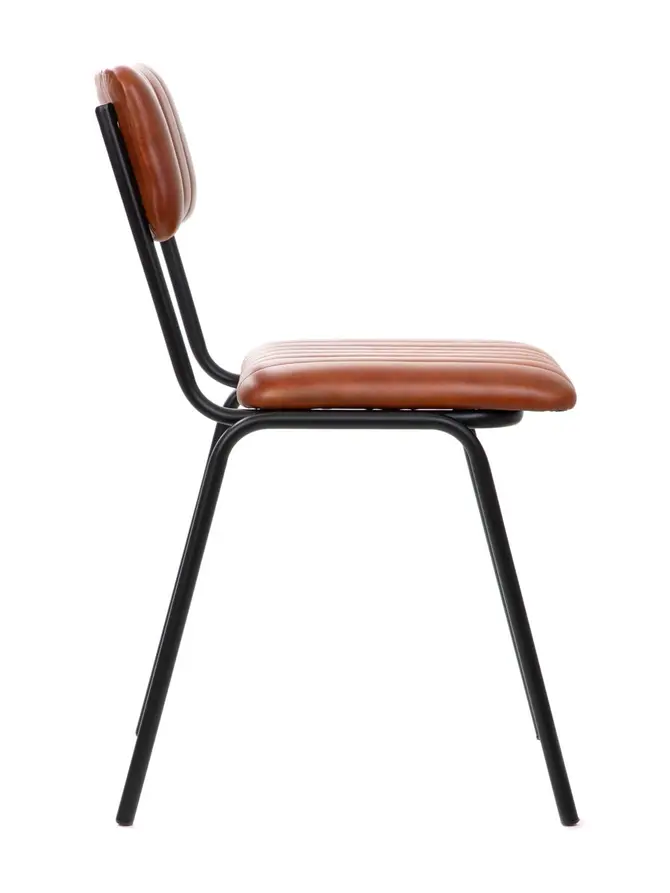 Krzesło LUMBAR w obiciu ze skóry bawolej brązowe 46x52x78 cm