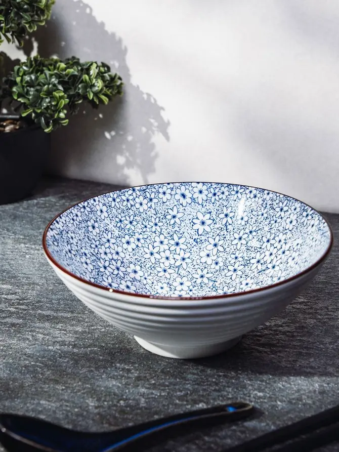 Miska SALADO w kwiaty z brązowym rantem 20,5 cm