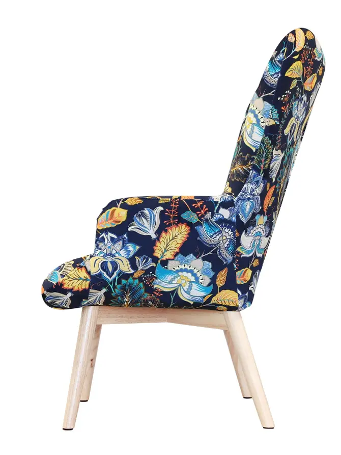 Fotel MOSS welurowy z motywem kwiatowym 70x55x95 cm