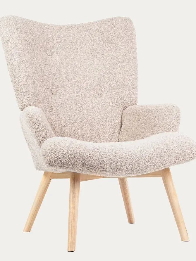 Fotel MOSS TEDDY BOUCLE w tkaninie TEDDY beżowy 70x55x95 cm