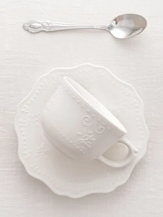 Filiżanka ze spodkiem VISTAL porcelanowa biała 0,2 l