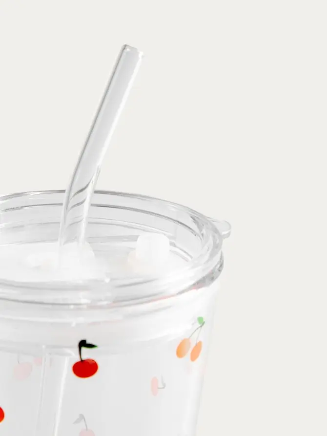 Szklanka EMBO SUMMER ze słomką w wiśnie 0,4 l
