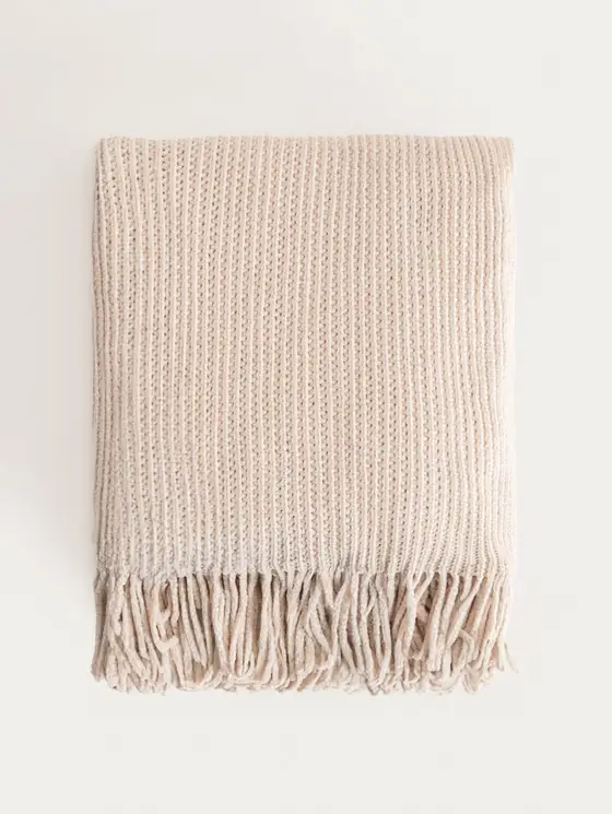 Koc CHENILLE szenilowy ecru 130x170 cm