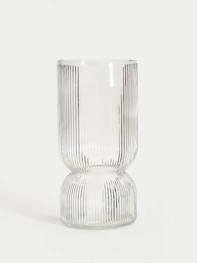 Wazon LIMPID szklany prążkowany transparentny 20 cm