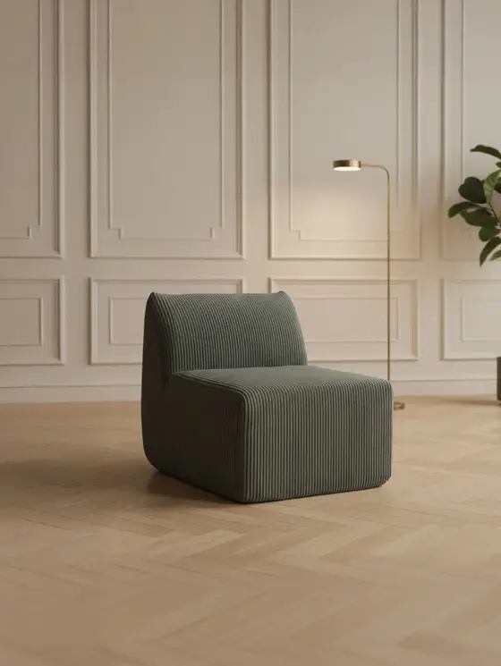 Fotel modułowy SVELA oliwkowy piankowy sztruksowy 59,5x80x62 cm