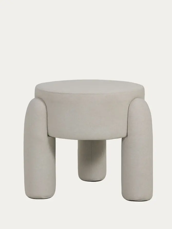 Pufa OLLERA w tkaninie ecru 46,5x46,5x41 cm