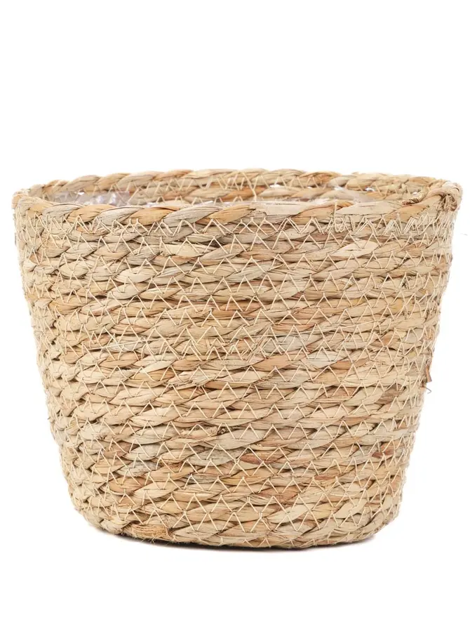 Osłonka na doniczkę LUMBO pleciona naturalna 19x15 cm