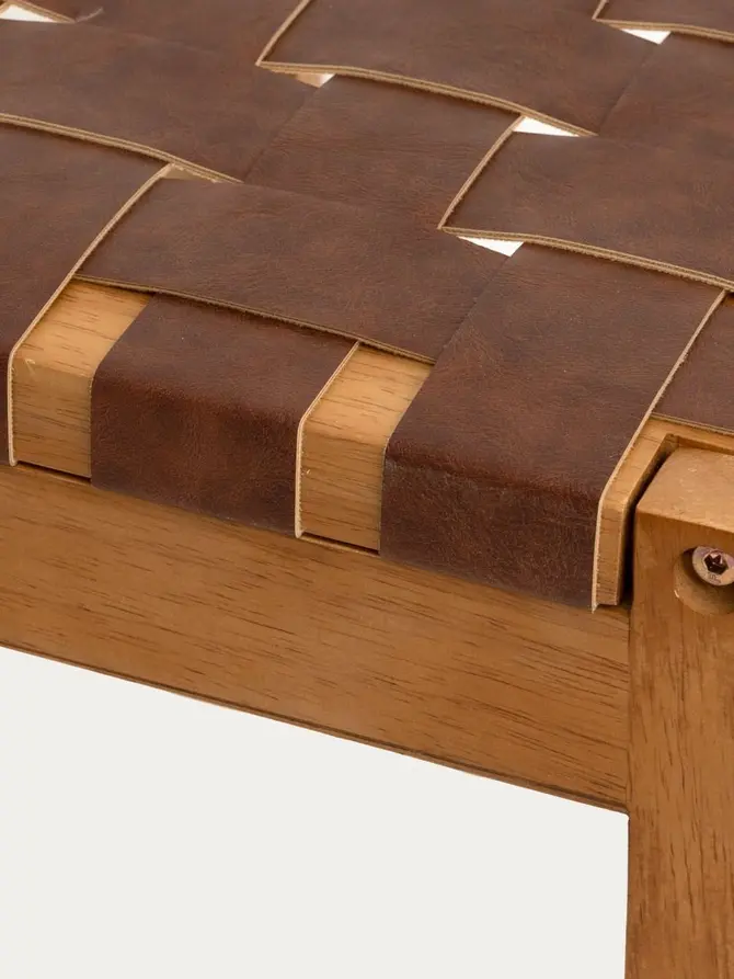 Taboret FUTURUM drewniany brązowy 50x35x45 cm