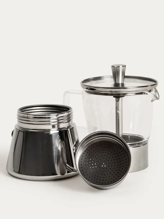 Kawiarka LUMI MOKKA stalowa ze szklanym elementem 6 cups