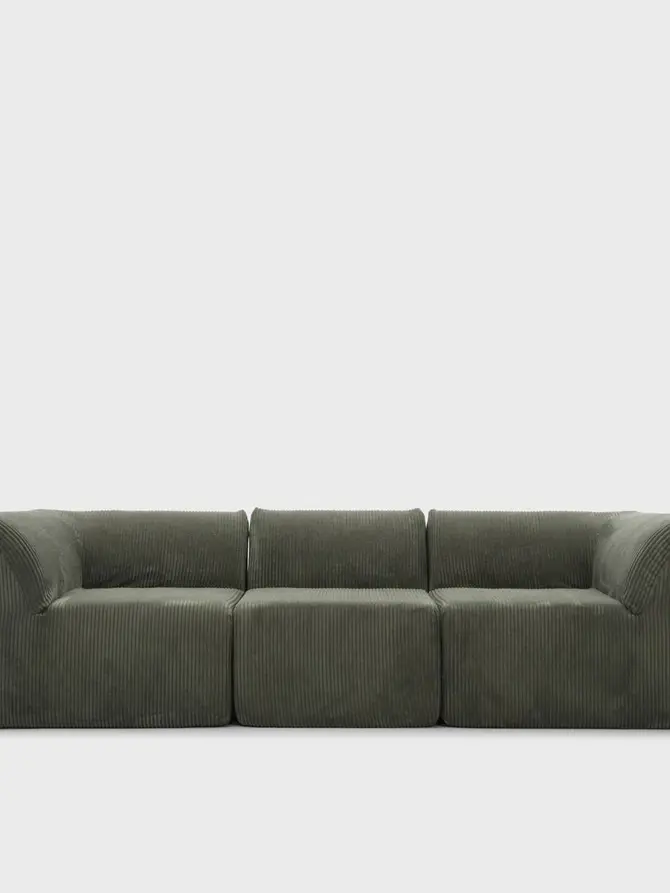 Sofa modułowa SVELA 3-osobowa oliwkowa piankowa sztruksowa 225x80x60,5 cm