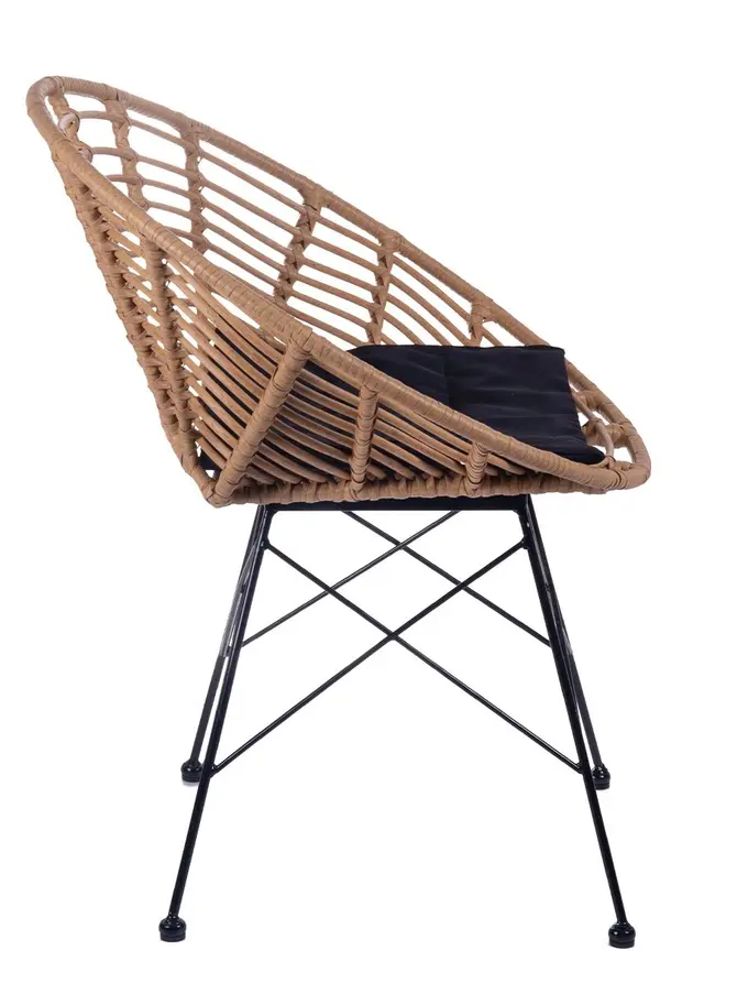 Krzesło LEUCA boho plecione naturalne z poduszką 68x65x78 cm