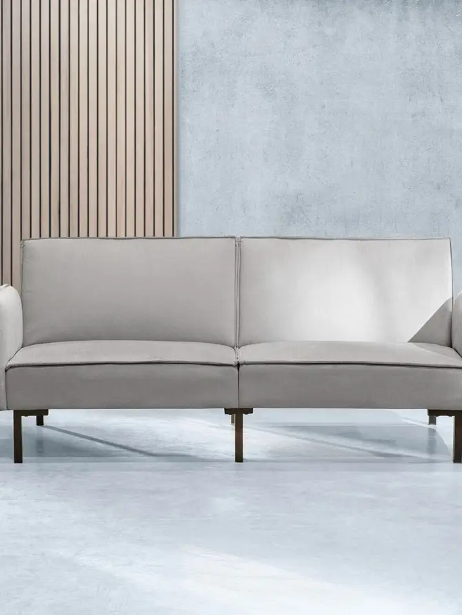 Sofa CANTO 3-osobowa, z funkcją spania, welurowa szara 199x90x85 cm