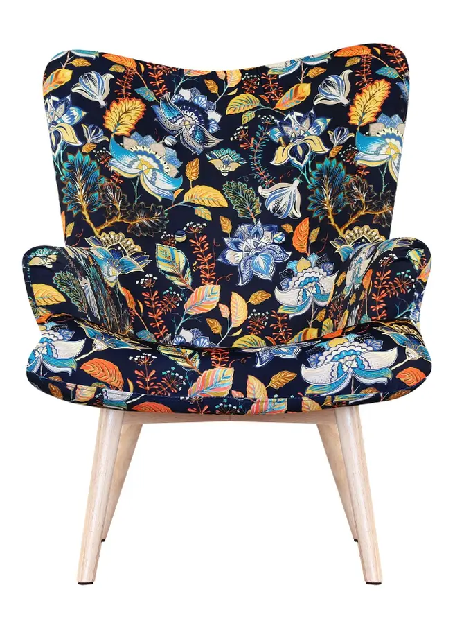 Fotel MOSS welurowy z motywem kwiatowym 70x55x95 cm