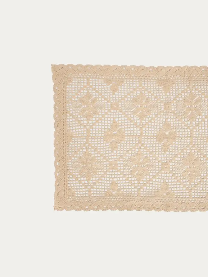 Bieżnik CROCHET szydełkowy beżowy 40x160 cm