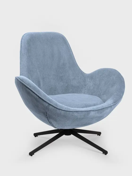 Fotel LUNAIRE obrotowy sztruksowy niebieski 86x76x87 cm