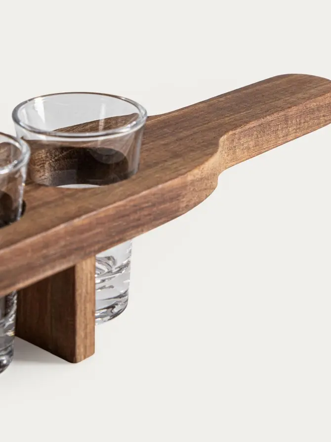 Zestaw kieliszków LUSTRE na akacjowej desce 6x 45ml