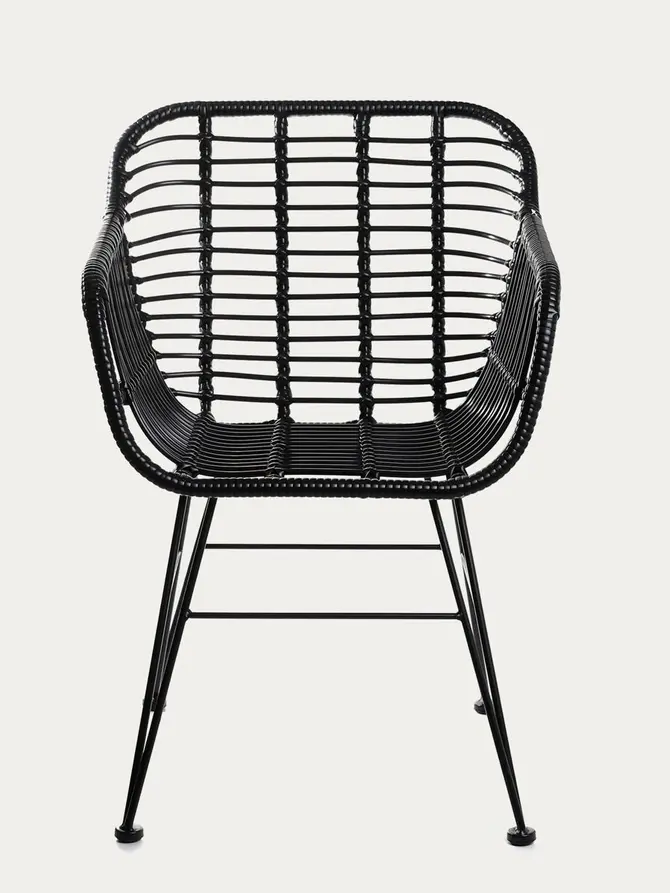 Krzesło JARDIN plecione czarne 57x62x81 cm