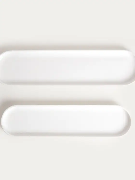 Zestaw półmisków BERGO porcelanowych białych 41x10,5 cm, 36x9 cm 2 szt.