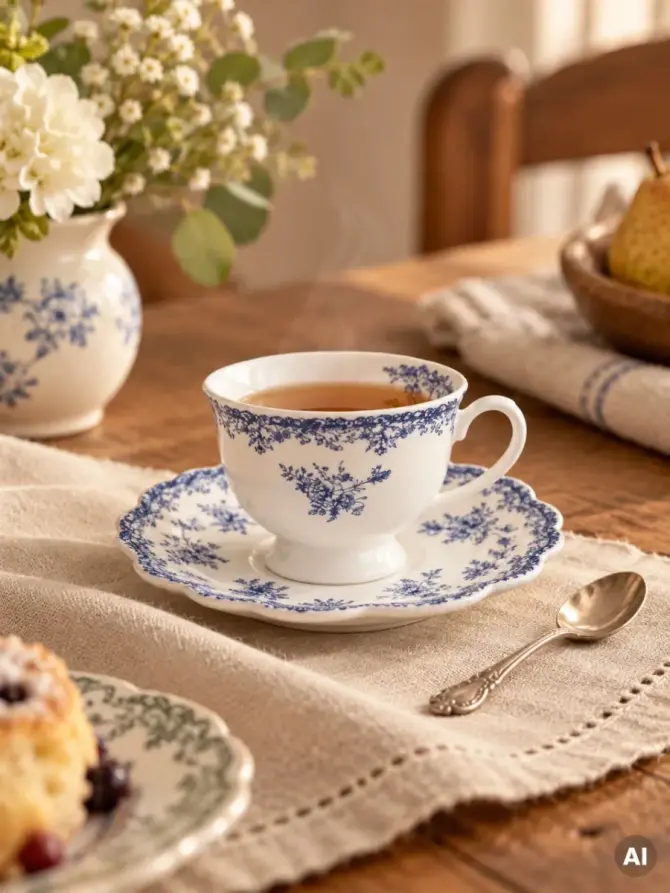 Filiżanka ze spodkiem LOURRY porcelanowa granatowa 0,08 l