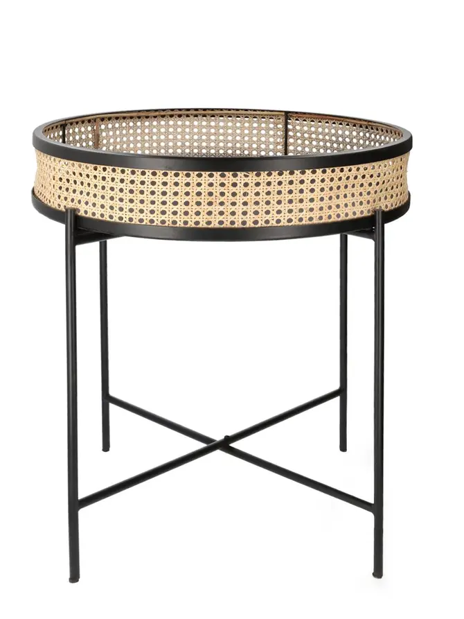 Stolik JENS kawowy rattan naturalny 51x51x61 cm