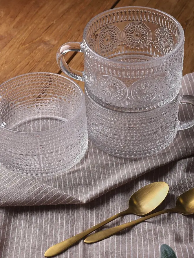 Filiżanka BARREL szklana wzorzysta 0,35 l
