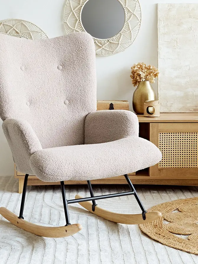 Fotel MOSS TEDDY BOUCLE bujany beżowy w tkaninie TEDDY BOUCLÉ 72x73x92 cm