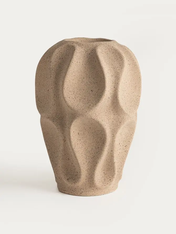 Wazon BELLARO beżowy ze zdobieniami ceramiczny 17x24 cm
