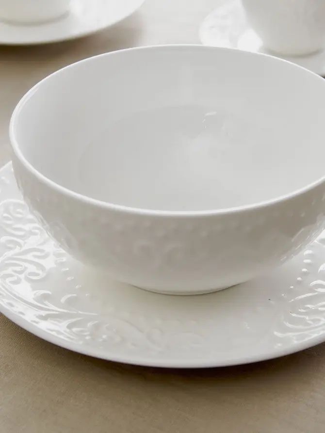 Miska SYLIA biała z ornamentem 15 cm