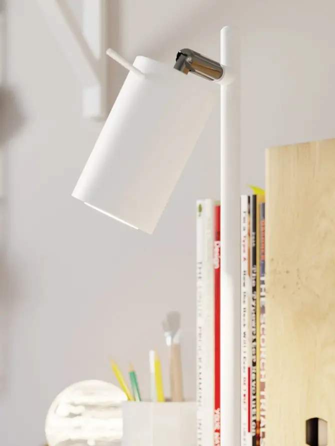 Lampa stołowa RING metalowa biała 43 cm