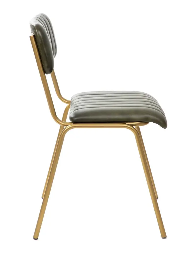 Krzesło LUMBAR w obiciu ze skóry bawolej zielone 46x52x78 cm