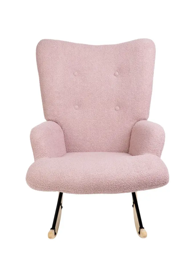 Fotel MOSS TEDDY BOUCLE bujany różowy w tkaninie TEDDY BOUCLÉ 72x73x92 cm