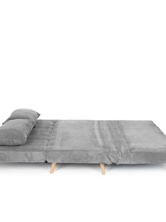 Sofa SOLACE 2-osobowa, z funkcją spania sztruksowa szara 140x91x84 cm