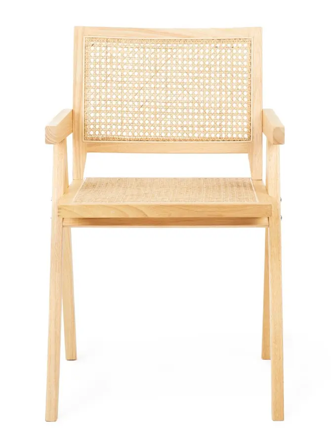 Krzesło ROTIN drewniane z naturalnym rattanem 50x55x78 cm